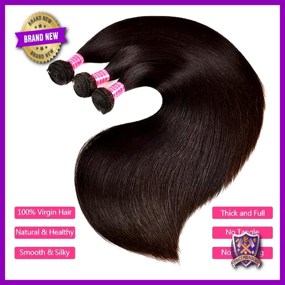 3 Bundles Brazilian Human Hair Extensions 22 24 26 Inch Straight